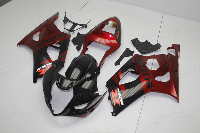 2003 2004 Suzuki GSXR1000 black and red paint fairings. - Click Image to Close