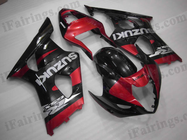 2003 2004 Suzuki GSXR1000 red and black fairing kits. - Click Image to Close