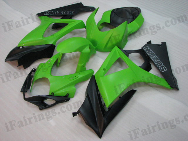 2007 2008 Suzuki GSXR1000 green and black fairing kits. - Click Image to Close