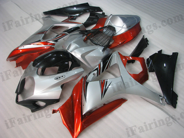 2007 2008 Suzuki GSXR1000 red, silver and black fairing kits. - Click Image to Close
