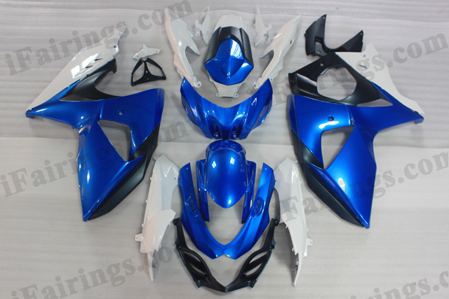 2009 2010 2011 2012 2013 2014 Suzuki GSXR1000 blue and white fairing kits. - Click Image to Close