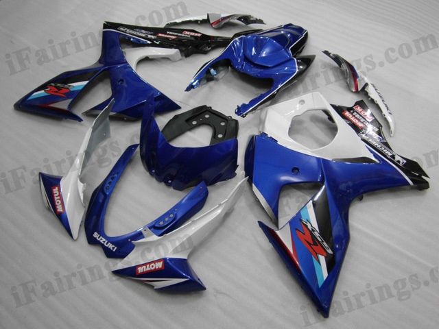 2009 2010 2011 2012 2013 2014 Suzuki GSXR1000 white and blue fairing sets. - Click Image to Close