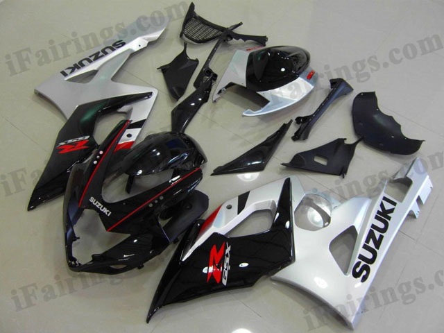 Aftermarket fairings for 2005 2006 GSXR1000 silver/black color. - Click Image to Close