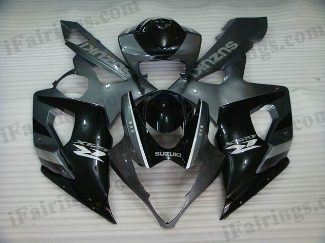 Custom fairings for 2005 2006 GSXR1000 black/grey scheme
