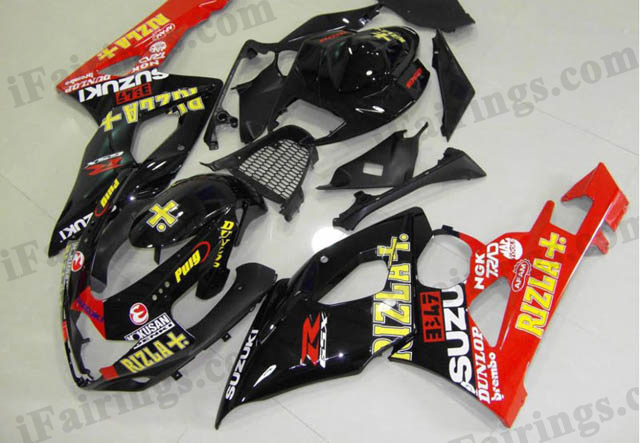 gixxer 2005 2006 GSXR1000 black and red rizla fairings - Click Image to Close