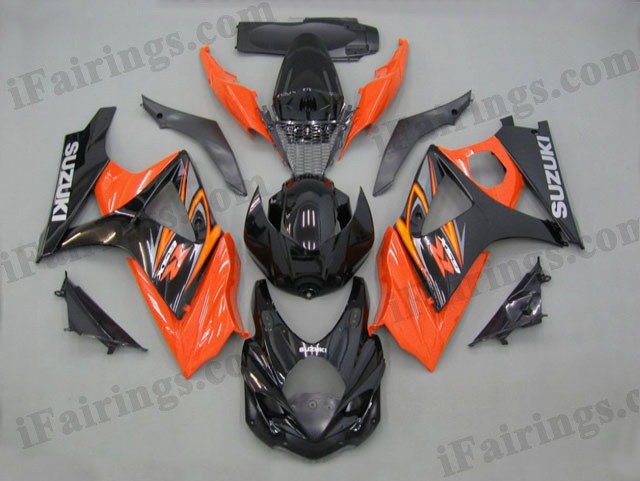 gixxer 2007 2008 GSXR1000 orange and black fairing kits - Click Image to Close