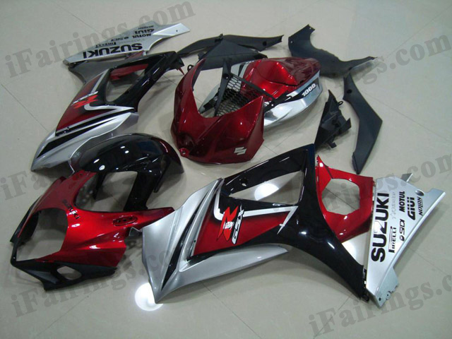 gixxer 2007 2008 GSXR1000 red, silver and black fairings