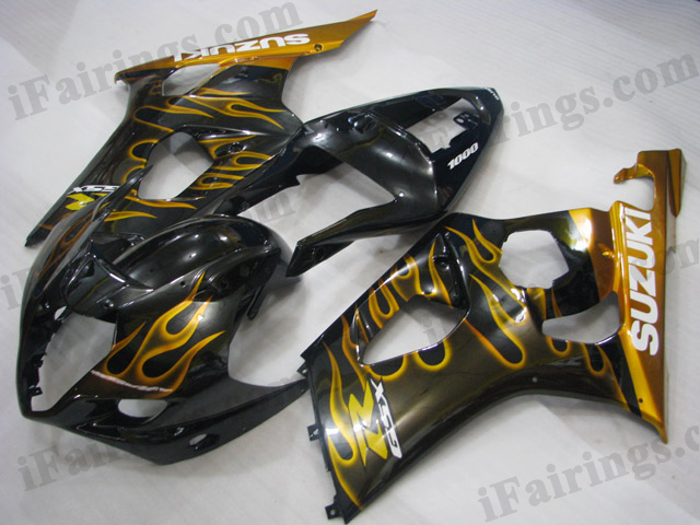 gixxer 2003 2004 GSXR1000 black and red flame fairings - Click Image to Close