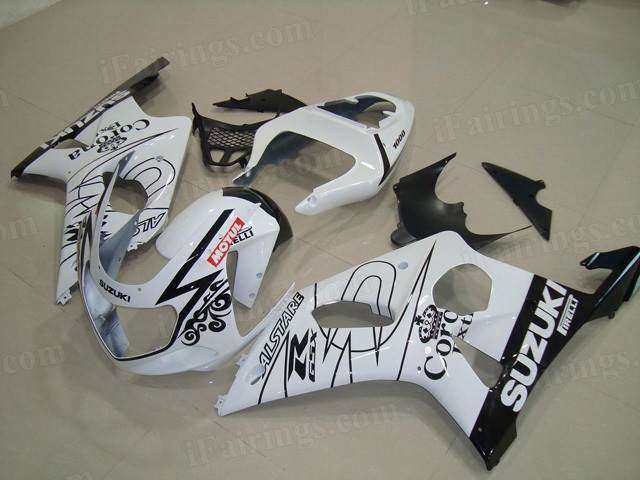 GSXR1000 2000 2001 2002 white Corona fairings, 2000 2001 2002 GSXR1000 replacement body kits. - Click Image to Close
