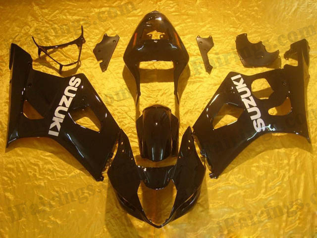 GSXR1000 2003 2004 glossy black fairings, 2003 2004 GSXR1000 glossy black graphics. - Click Image to Close