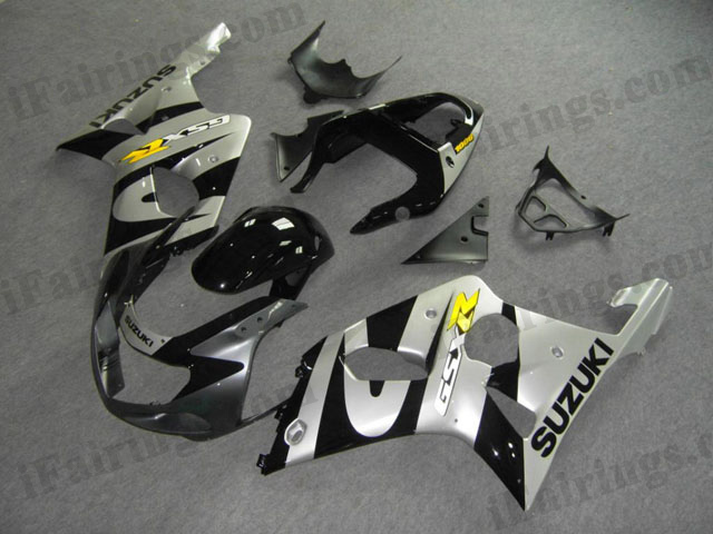 GSXR1000 2000 2001 2002 silver and black fairings, 2000 2001 2002 GSXR1000 decals. - Click Image to Close