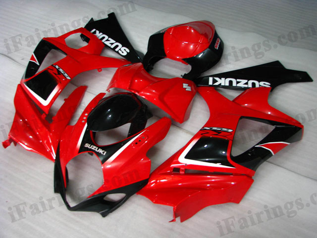 GSXR1000 2007 2008 red and black fairings, 2007 2008 GSXR1000 decals.