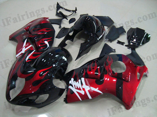 hayabusa 1999 to 2007 GSXR1300 red flame fairings - Click Image to Close