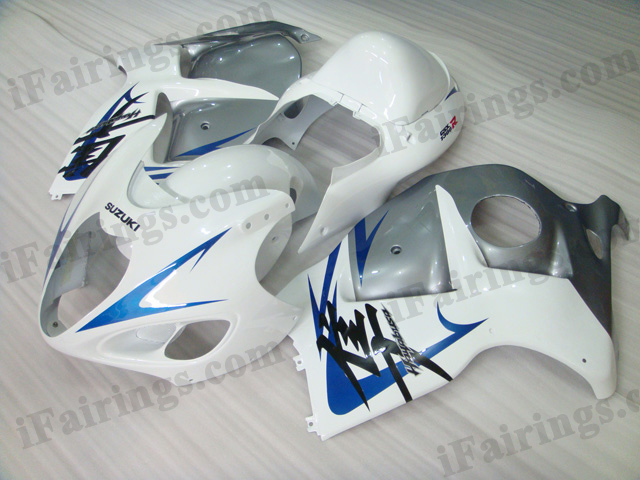 hayabusa 1999 to 2007 GSXR1300 white and silver fairing kits