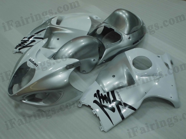 hayabusa 1999 to 2007 GSXR1300 white and silver fairings. - Click Image to Close