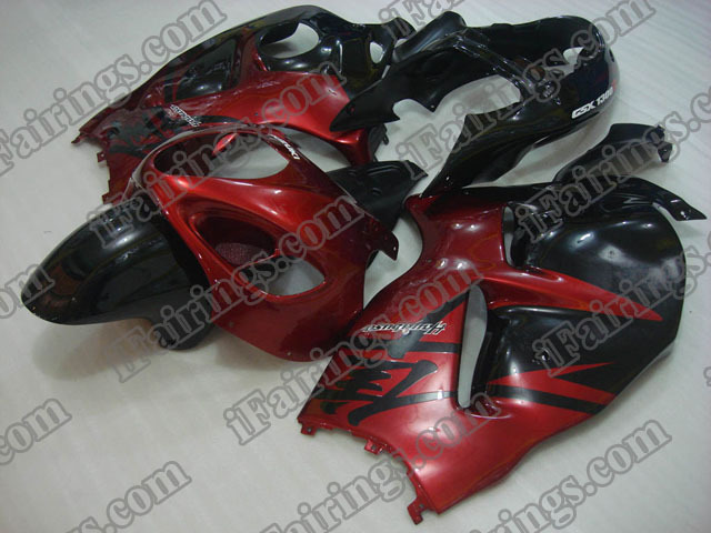 Hayabusa fairings for GSXR1300 1999 to 2007 red and black graphic.