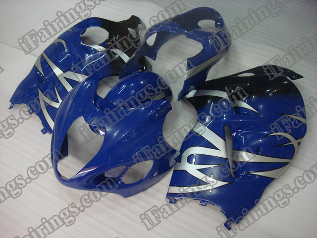 Hayabusa fairings for GSXR1300 1999 to 2007 blue/black with silver strips. - Click Image to Close