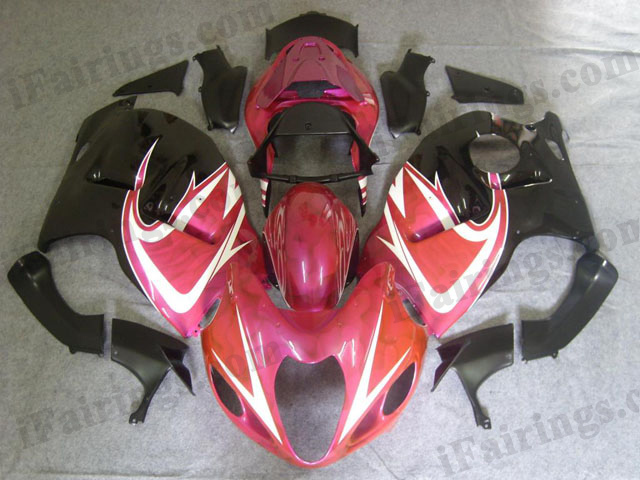 Hayabusa fairings for GSXR1300 1999 to 2007 pink and black. - Click Image to Close