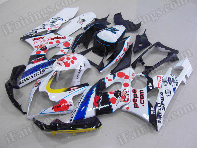 Motorcycle fairings/body kits for 2005 2006 Suzuki GSXR 1000 pepe phone replica. - Click Image to Close
