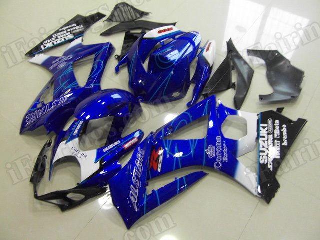 Motorcycle fairings/bodywork for 2007 2008 Suzuki GSXR1000 blue and black. - Click Image to Close