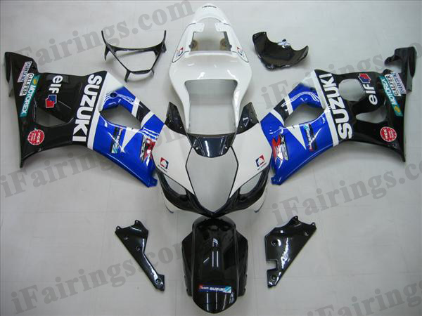 Replacement fairing kits for 2003 2004 GSXR1000 white/blue/black