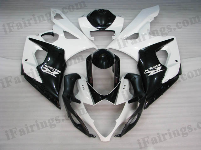 Replacement fairings for 2005 2006 GSXR1000 white/black graphic - Click Image to Close