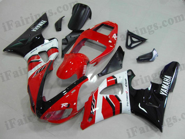 1998 1999 YZF-R1 candy red and black fairings - Click Image to Close