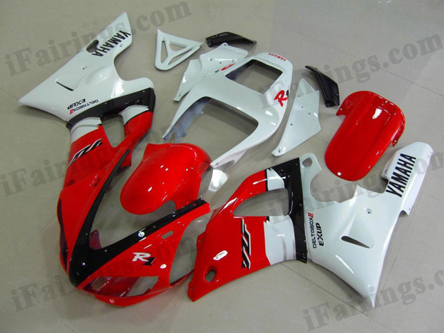1998 1999 YZF-R1 candy red and white fairings - Click Image to Close