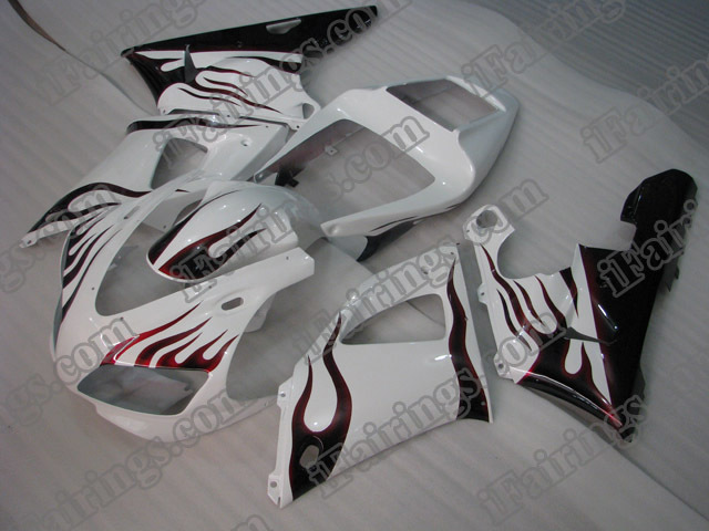 1998 1999 YZF-R1 white and red flame fairings - Click Image to Close