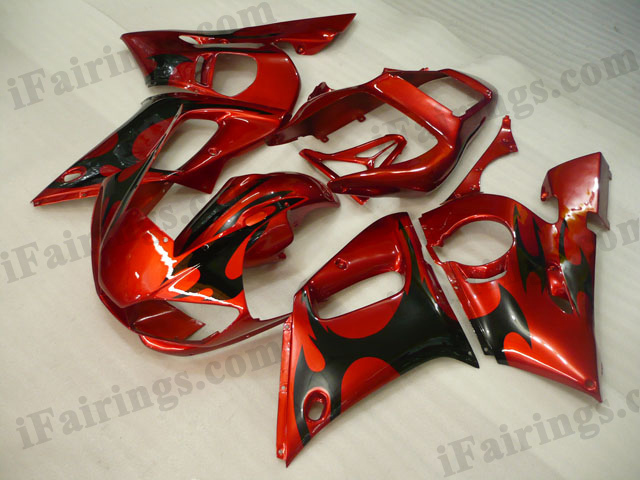 1999 2000 2001 2002 Yamaha YZF-R6 red and black fairing kits. - Click Image to Close