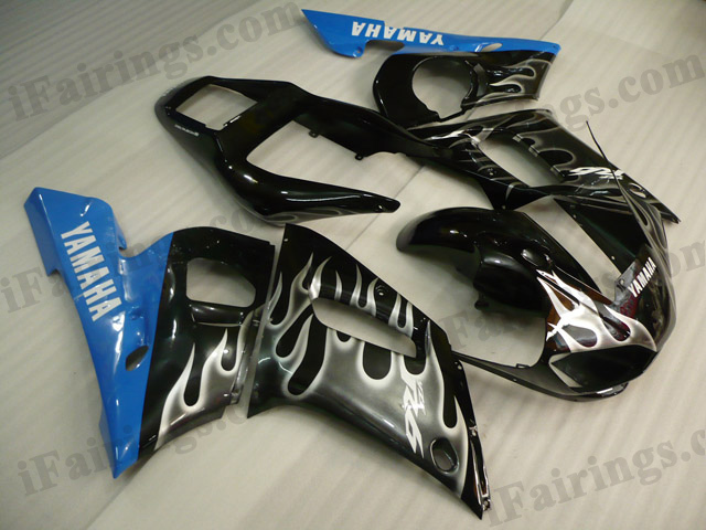 1999 2000 2001 2002 Yamaha YZF-R6 white flame fairing kits. - Click Image to Close