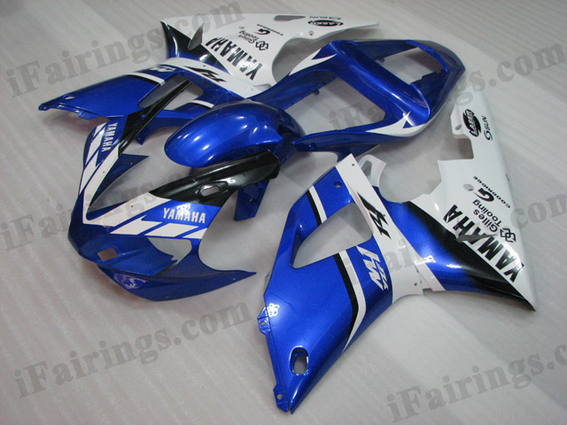2000 2001 Yamaha YZF-R1 blue and white fairing sets. - Click Image to Close