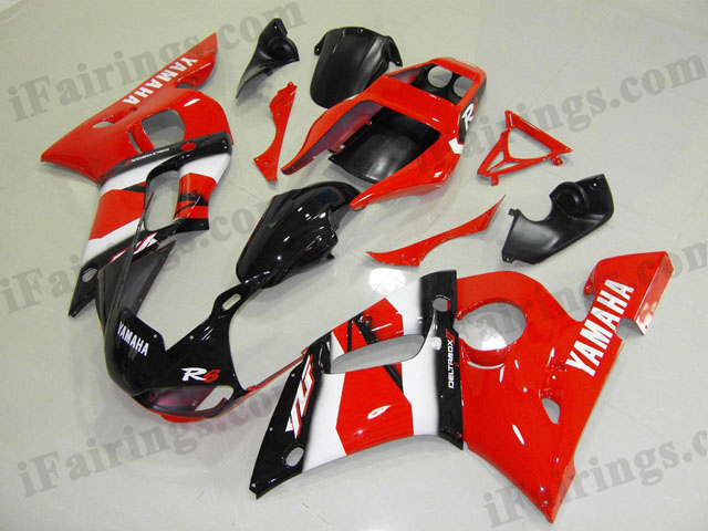 1999 to 2002 YZF R6 red,white and black fairing kits - Click Image to Close