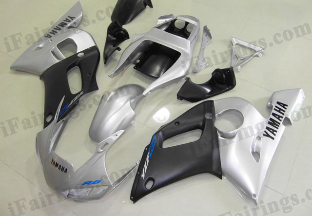 1999 to 2002 YZF R6 silver and black fairing kits - Click Image to Close