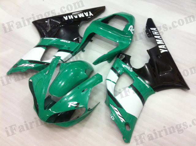 2000 2001 Yamaha YZF-R1 green, white and black fairing kits. - Click Image to Close