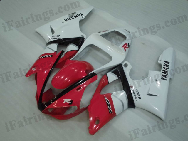 2000 2001 YZF-R1 red and white fairings - Click Image to Close