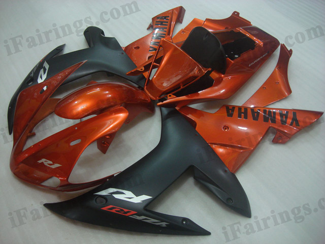 2002 2003 Yamaha YZF-R1 orange and black fairing kits. - Click Image to Close