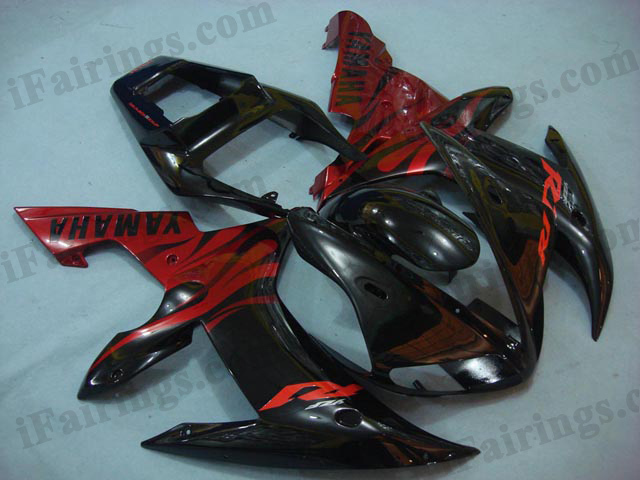 2002 2003 YZF-R1 black and red fairing kits - Click Image to Close