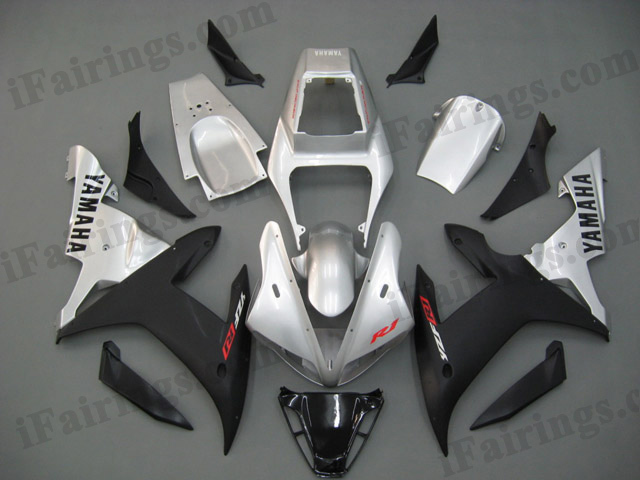 2002 2003 YZF-R1 silver and black fairings - Click Image to Close