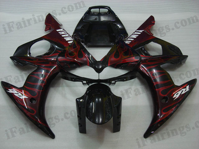 2003 2004 2005 YZF R6 red flame fairing kits - Click Image to Close