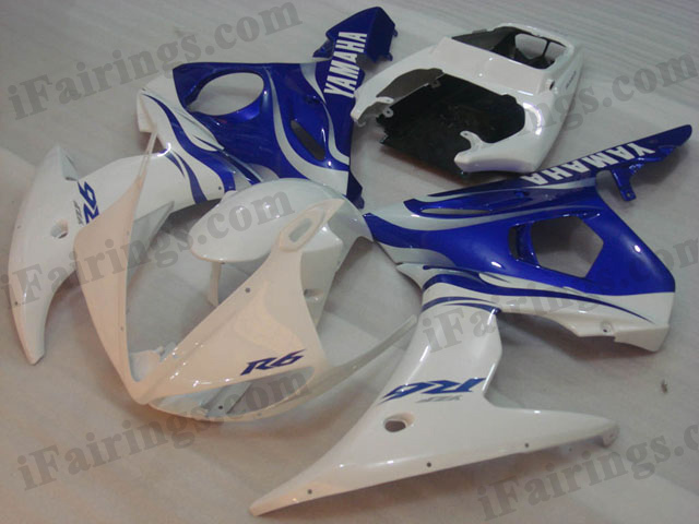 2003 2004 2005 YZF R6 white and blue fairing kits - Click Image to Close