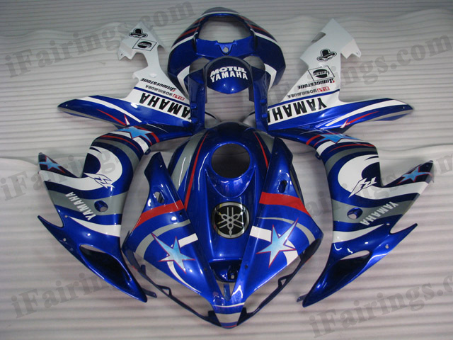 2004 2005 2006 Yamaha YZF-R1 blue fiat star fairing kits. - Click Image to Close