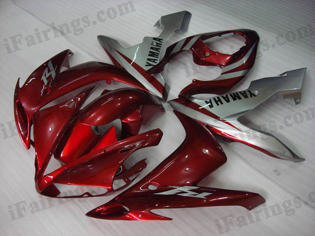 2004 2005 2006 YZF-R1 candy red and silver fairing kits - Click Image to Close