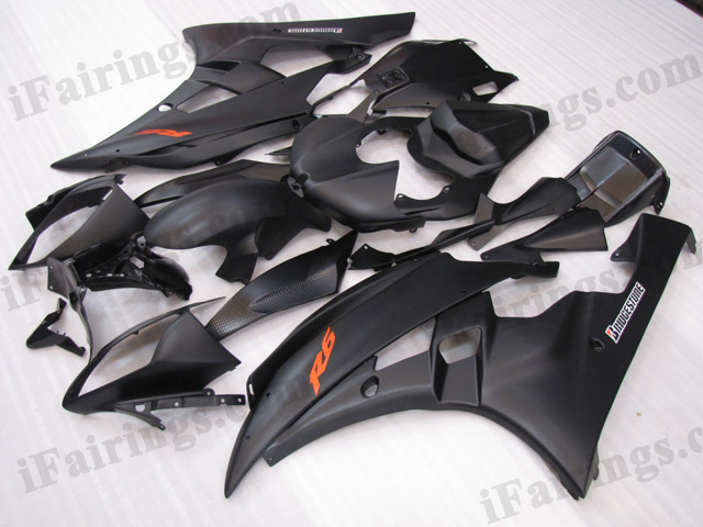 2006 2007 Yamaha YZF-R6 matt black fairing kits. - Click Image to Close