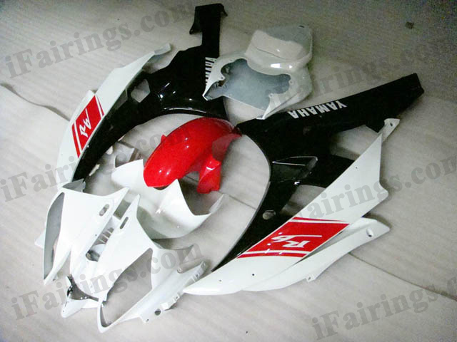 2006 2007 Yamaha YZF-R6 red, white and black fairing kits. - Click Image to Close