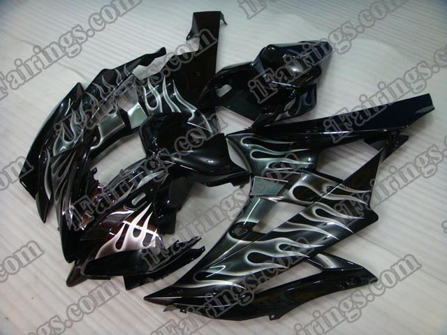 2006 2007 YZF R6 black and white flame fairing kits - Click Image to Close