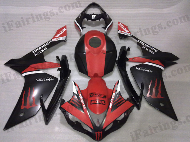 2007 2008 Yamaha YZF-R1 red and black monster fairing kits. - Click Image to Close