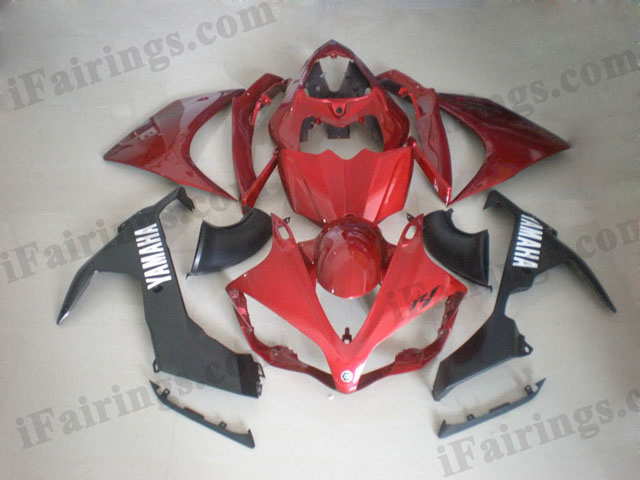 2007 2008 YZF R1 candy red and black fairing kits