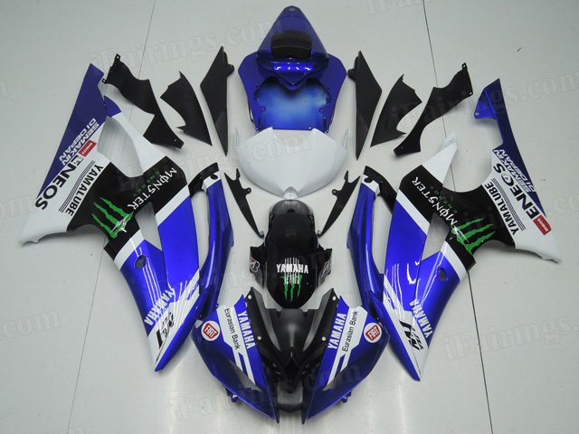 2008 to 2015 Yamaha YZF R6 stock fairing replacement. - Click Image to Close