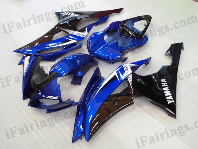 2008 to 2015 Yamaha YZF-R6 blue and black fairing kits. - Click Image to Close
